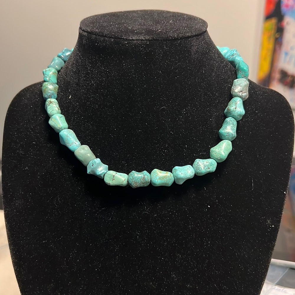 Turquoise necklace 15 inch strong clasp